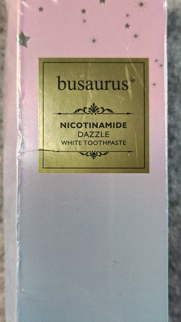 Busaurus Nicotinamide Dazzle White Toothpaste NIB